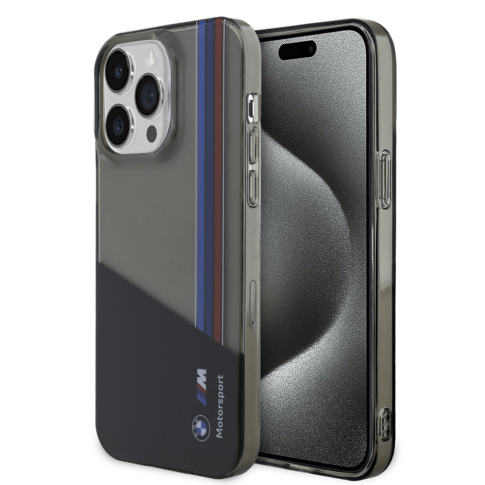 BMW iPhone 14 Pro Max Orjinal Lisanslı Yarı Transparan M Dizayn Çizgili Telefon Kılıfı BMW iPhone 14 Pro Max Orjinal Lisanslı Yarı Transparan M Dizayn Çizgili Telefon Kılıfı